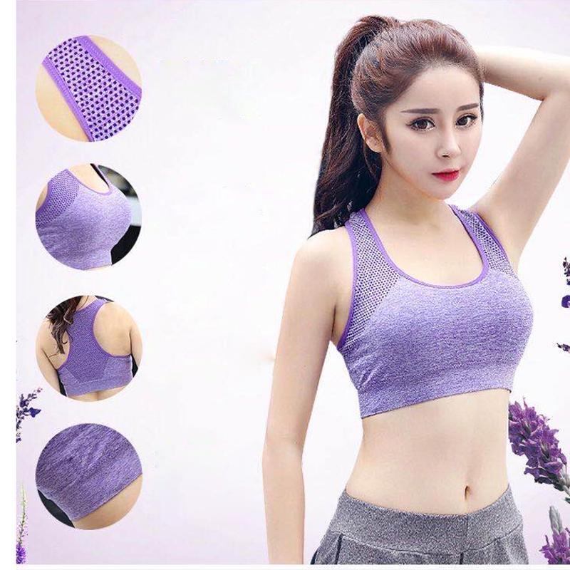 

Sports underwear female shockproof thin section running fitness yoga gather no steel ring bra large size beautiful back vest bra1, Blue