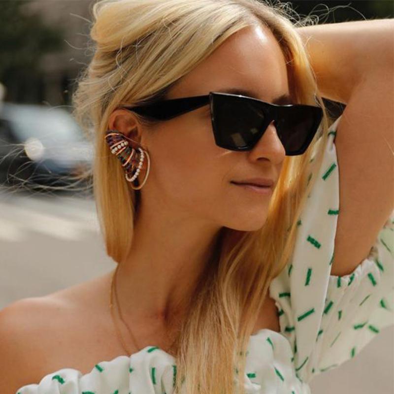 

Fashion New Cat Eye Sunglasses Women Vintage Oversized Gradient Square Black Grey Sun Glasses Men Luxury Designe Goggles UV400