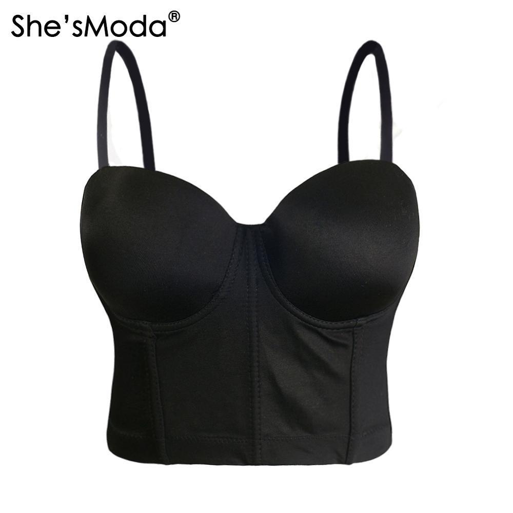 

She'sModa Basic Smooth Spandex Push Up Bralet Women's Bustier Bra Cropped Top Vest Plus Size LJ200818, Khaki