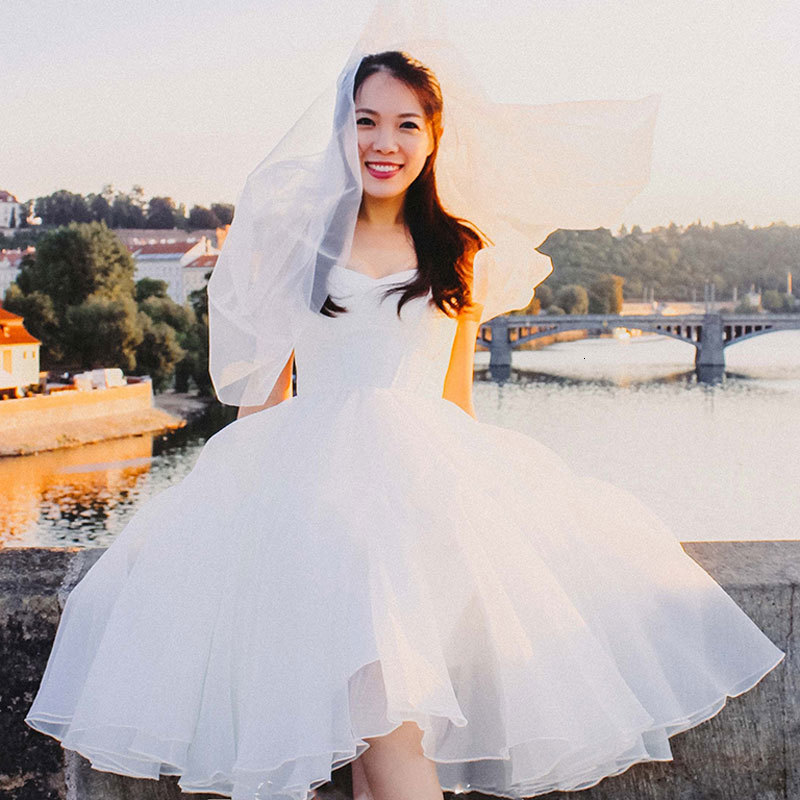 

2021 New Simple Dress Short Bride Strapless Dressed Novia Robe Mari Soil*1087 4LRA, Same as pictures
