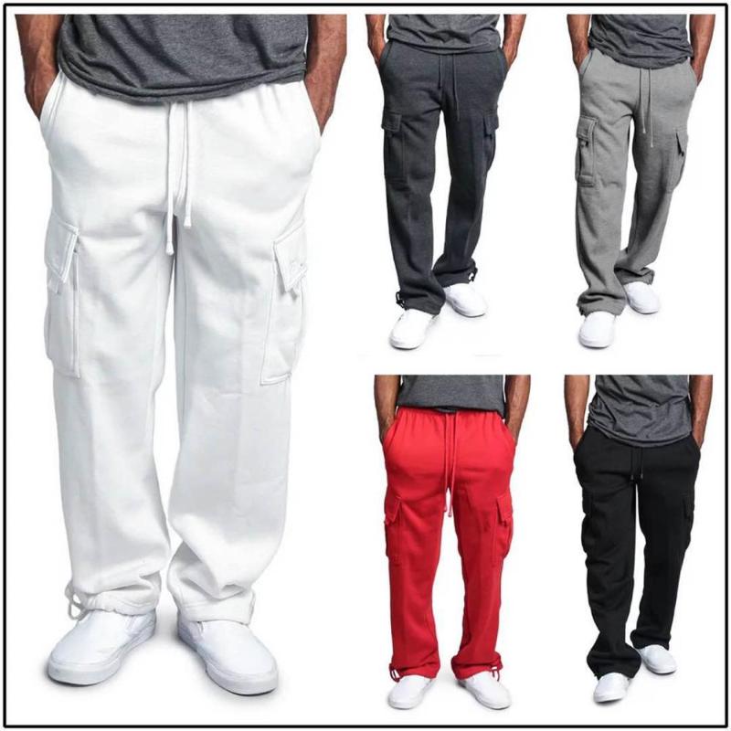 

Men Loose Joggers Solid Color Track Pants Casual Trousers Fashion Sports Pants Plus Size, Black