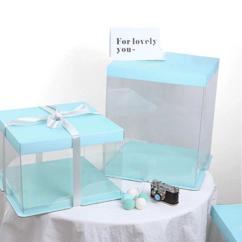 

NICEYARD Transparent Square Cake Box Clear Gift Cupcake Box 1Pcs 6/8/10 inch Wedding Party Cake PET Candy