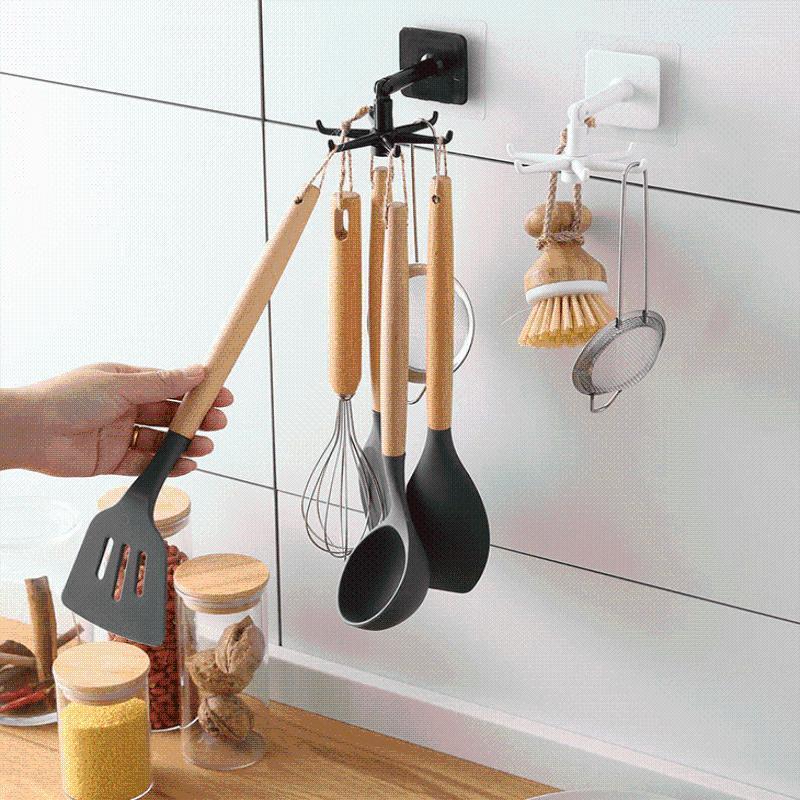 

360° Rotating Folding Hook Shelf Rotate Holder Hang Kitchen Cabinet Storage Rack Organizer Rack Multi-Purpose Hooks Home Storage1