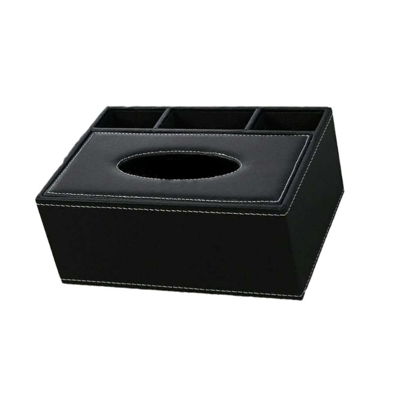 

1pc Desktop Organizer PU Leather Multifunctional Tissue Box Pencil Holder Remote Holder for Car