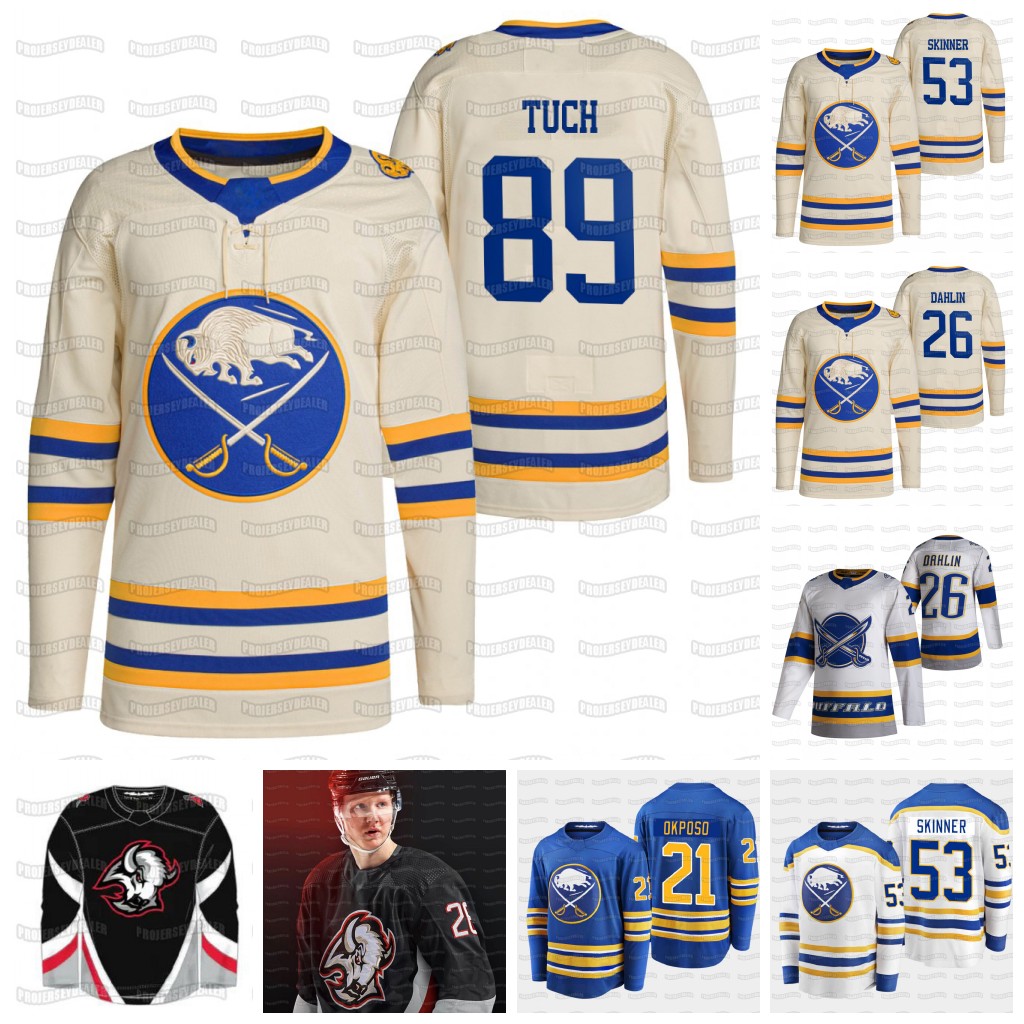 

89 Alex Tuch Sabres 2022 Heritage Classic Jersey Rasmus Dahlin Jeff Skinner John Hayden Mark Jankowski Tage Thompson Kyle Okposo Victor Olofsson Cozens, 2021 reverse retro mens s-3xl