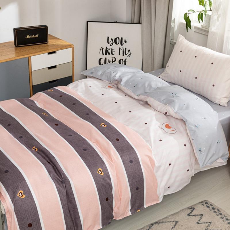 

Home Textile 3pcs Bedding Sets Pink Stripes Girls Boys Single Bed Linen Duvet Cover Set Pillowcases Bed Sheet Kids Set1