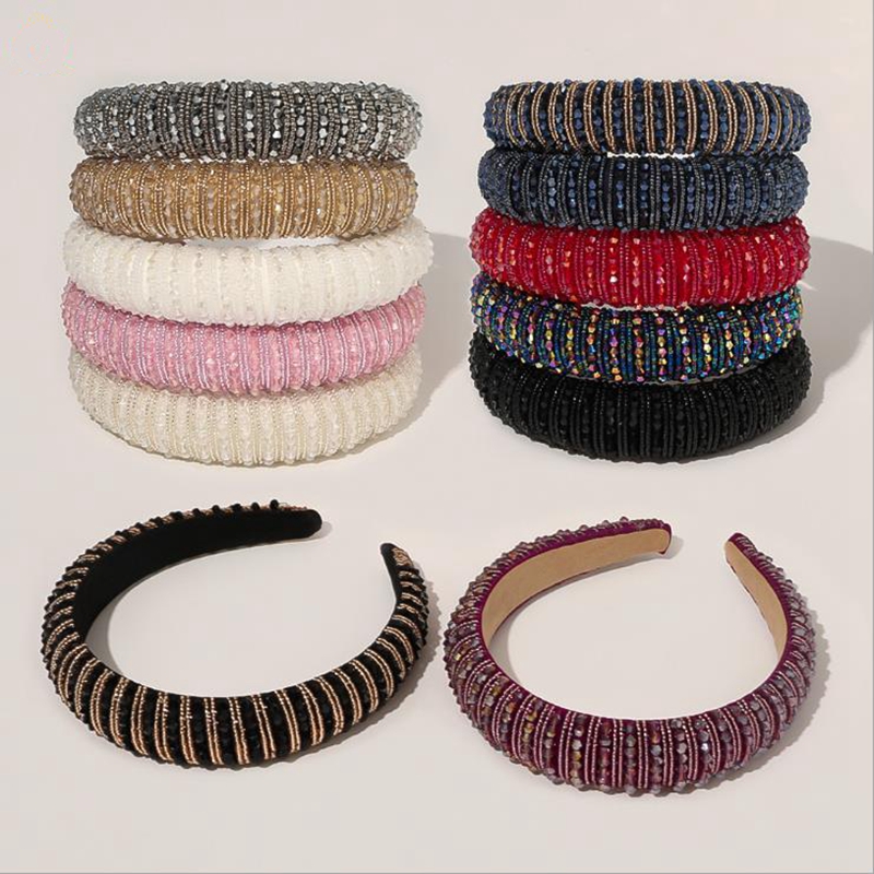 

Full Crystal Hair Hoops Lady Luxury Hair Bands Shiny Padded Diamond Headband Women Girls Headwear Fashion Hair Accessories BT753, As picture