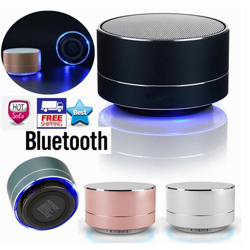 

Portable A10 Wireless EnceinteBluetooth Speaker With FM Mini LED Metal Super Bass Subwoofer Support TF Card For MP3 Music Player