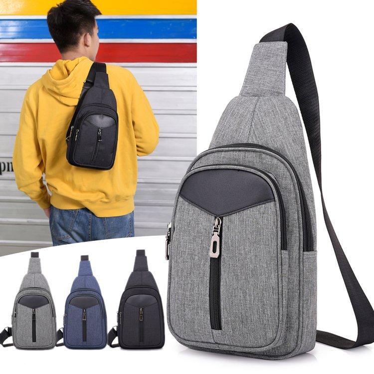 

Chest Pack MEN'S knapsack 2020 New Style Men's Bag Casual Wallet Shoulder Bag Canvas Mobile Phone Shoulder, Black