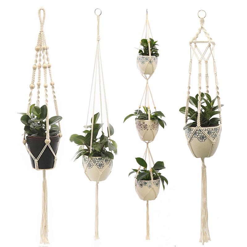 

Other Garden Supplies 100% Cotton Hanging Baskets Handmade Plant Hanger Flowerpot Holder Basket Net Vintage Macrame Hangers