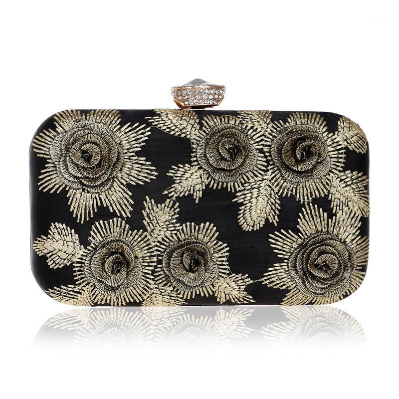 

Women Fashion Embroidery Evening Clutch Bag Document Mobile Cross Body Designer Bags Nighclub Party Annual Meeting Wedding Purse1, Gold