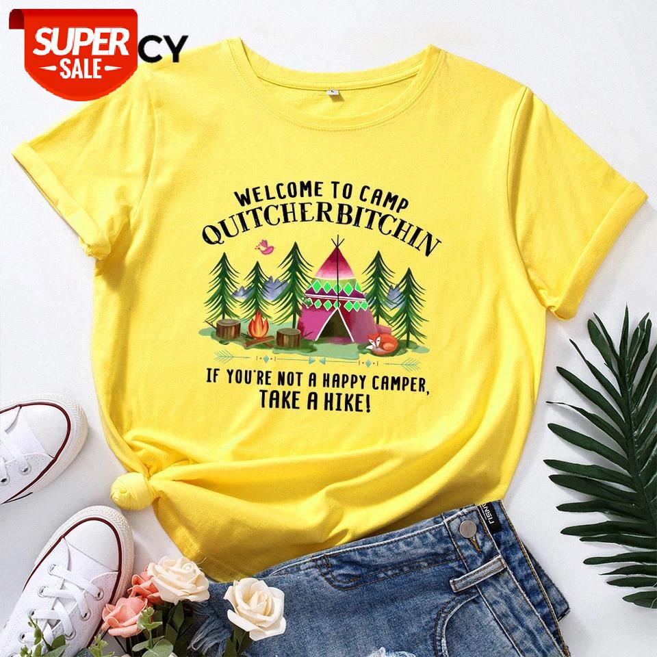

JFUNCY 100% Cotton Women's T-shirt Take A Hike Print Graphic Tees Female T Shirt Women Tops Plus Size Short Sleeve Casual Tshirt #GS9Q, White