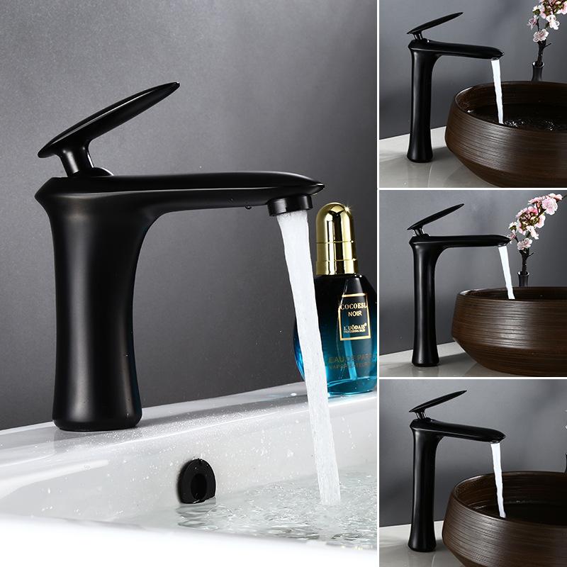 

Basin Faucets Total Brass Sink Mixer Taps Bathroom Sink Tap Bath Mixer Black Wash Faucet Single Handle Cold and Hot Water