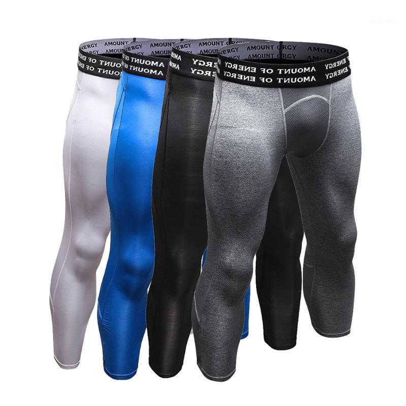 

Men Cropped Trousers Compressed Capri Pants Quick Dry Gym Leggings Yoga Tights Sports Training Leggins Runing Jogging Cycling1, Blue