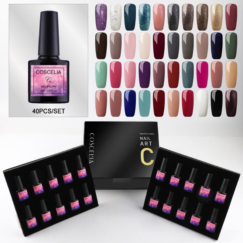 

COSCELIA 40pcs/set Gel Nail Polish Set Nail Art Set For Gel Varnish 40 Colors For Art Manicure Kit Manicure