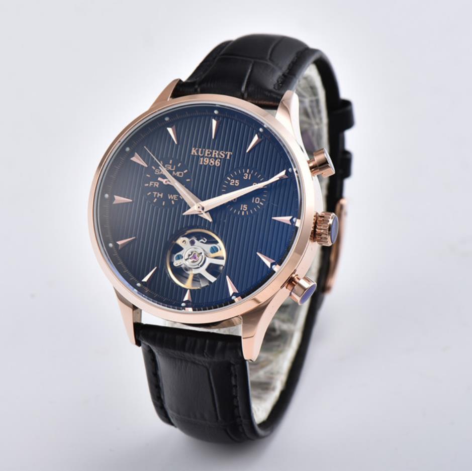 

2021 New Men Watches business Automatic Watches Black skeleton dial leatcher strap wristwatch 41mm de un reloj para hombre relojes, K1