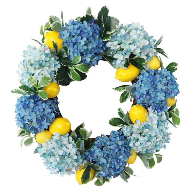 

Artificial Hydrangea Wreath for Front Door Wreath Farmhouse Welcome Holiday Wall Window Wedding Hanging Decor, As shown