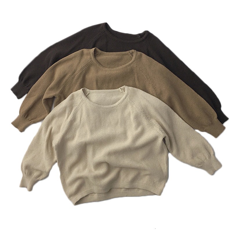 

2021 New Baby Solid Casual Basic Sweater O-neck Kids Soft Wool Clothing for Boys Girls Spring Autumn Sweaters Children Pullover Tops Ztrp, Khaki