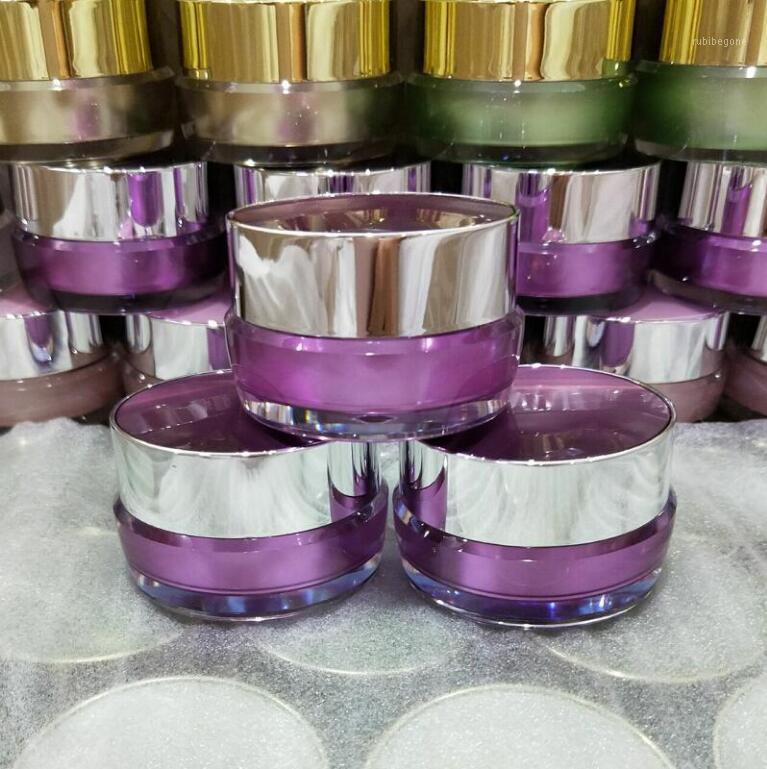 

10 pcs High-grade cream bottle acrylic eye cream jar Golden cover transparent mini cosmetic Packing container free Shipping1