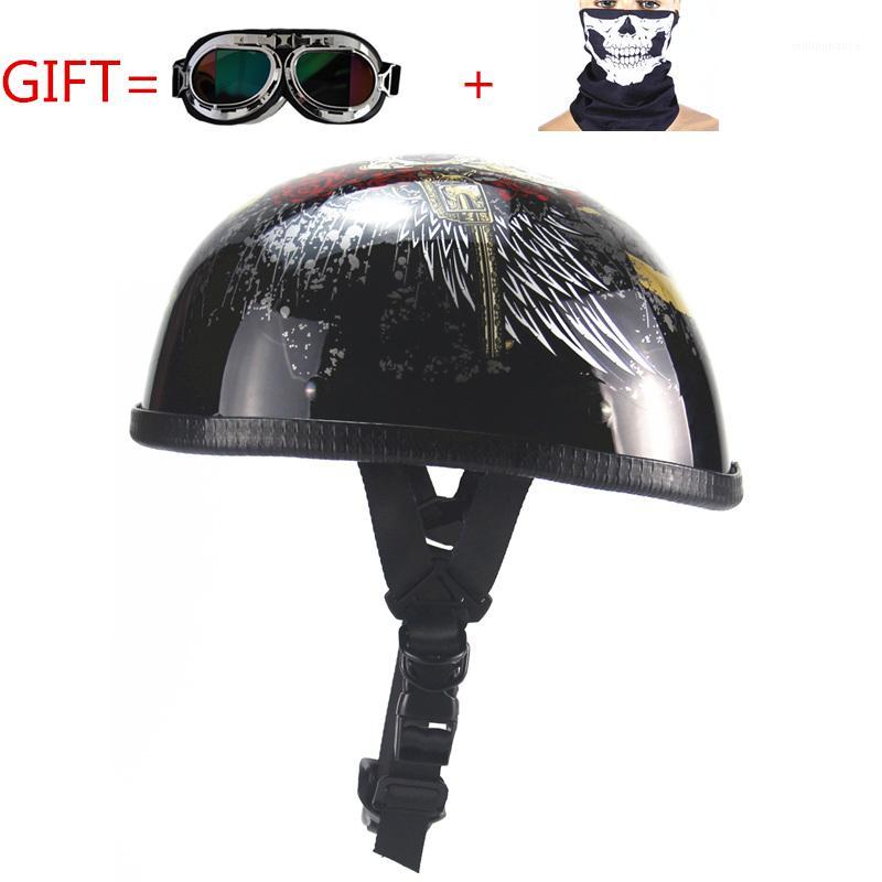 

Free Shipping Motorcycle Helmets Bike Bicycle Helmets Open Half Face with Visor Goggles Retro Vintage Style1, 2401 matte black 2