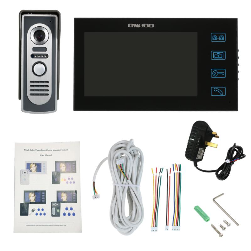 

Video Door Phones OWSOO 7-inch Color Phone Doorbell Intercom Kit Waterproof Outdoor Camera Indoor Monitor Night Vision Home Security