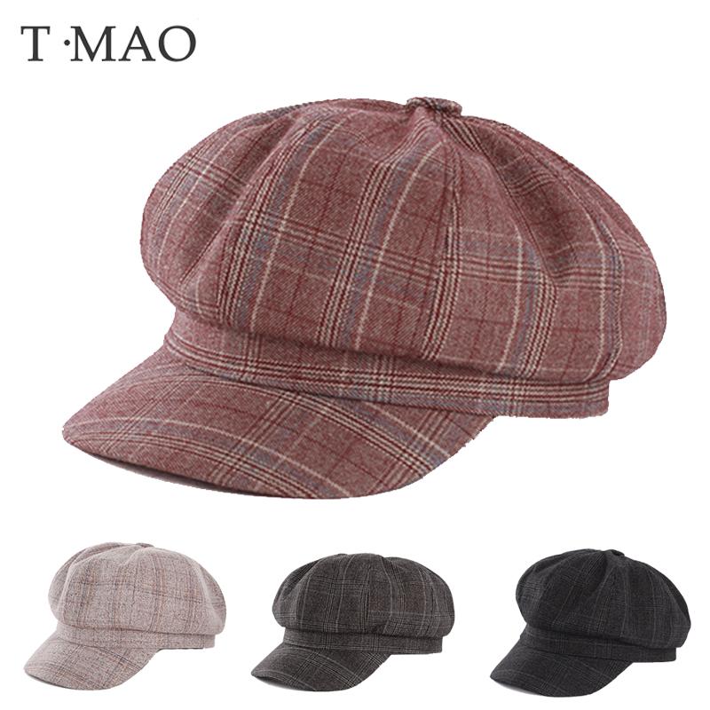 

T-MAO Women Girl Beret Wool Winter Beanie Hat Men's Caps Vintage Plain Beret Hats Solid Color Elegant Lady Winter Caps, Kintted hat