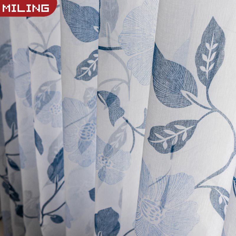 

Floral Tulle Curtains For Living Room Bedroom Voile Curtains Europe Printed Sheer Window Drapes Customized Fabric, Red