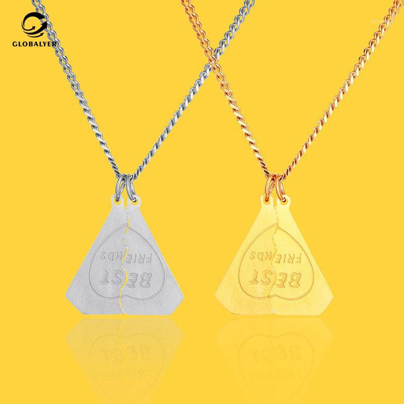

Chains European And American Girlfriends Brothers Friends Pendants Triangle Split Two-in-one Titanium Steel Necklace 5631