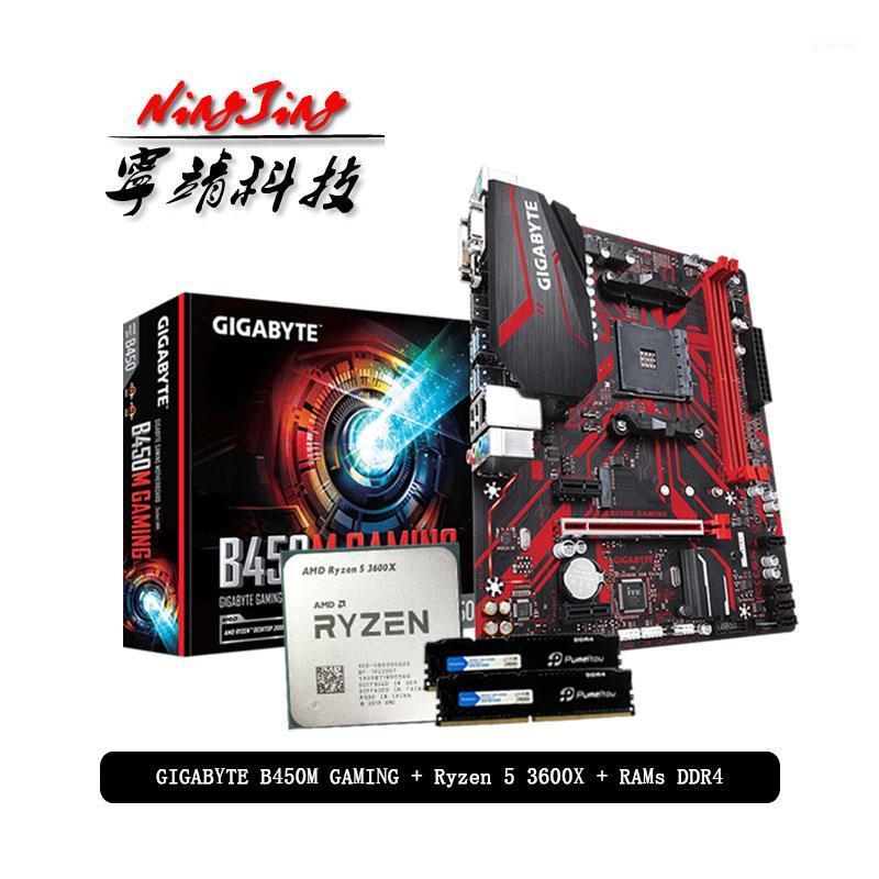 

AMD Ryzen 5 3600X R5 3600X CPU +GIGABYTE GA B450M GAMING Motherboard + Pumeitou DDR4 2666MHz RAMs Suit Socket AM4 Without cooler1