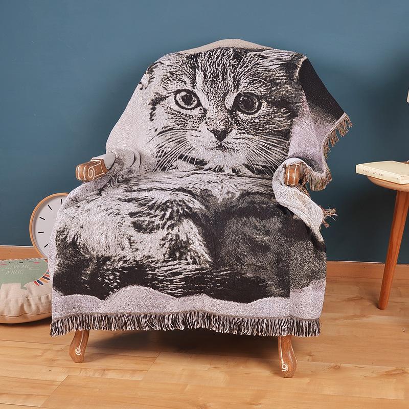

American Style Tapestry Cotton Blanket Home Decoration Leisure Sofa Cover Piano Bed Cover Cartoon DesignCarpet CHAUSUB