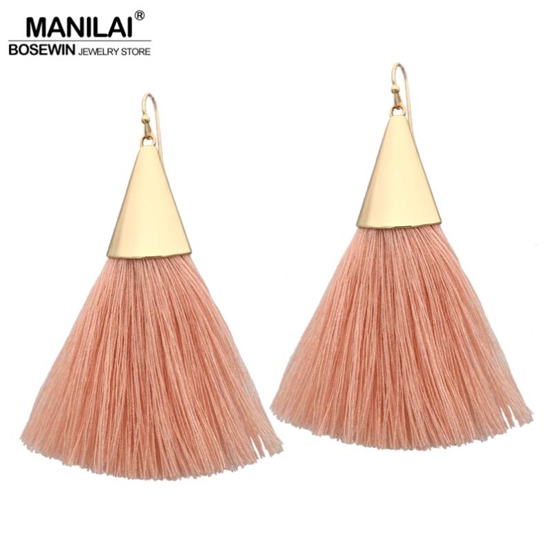 

MANILAI Fashion Jewelry Boho Tassel Earrings Women 2020 Brightness Gold Color Alloy Wide Fringed Drop Earrings Statement Brincos