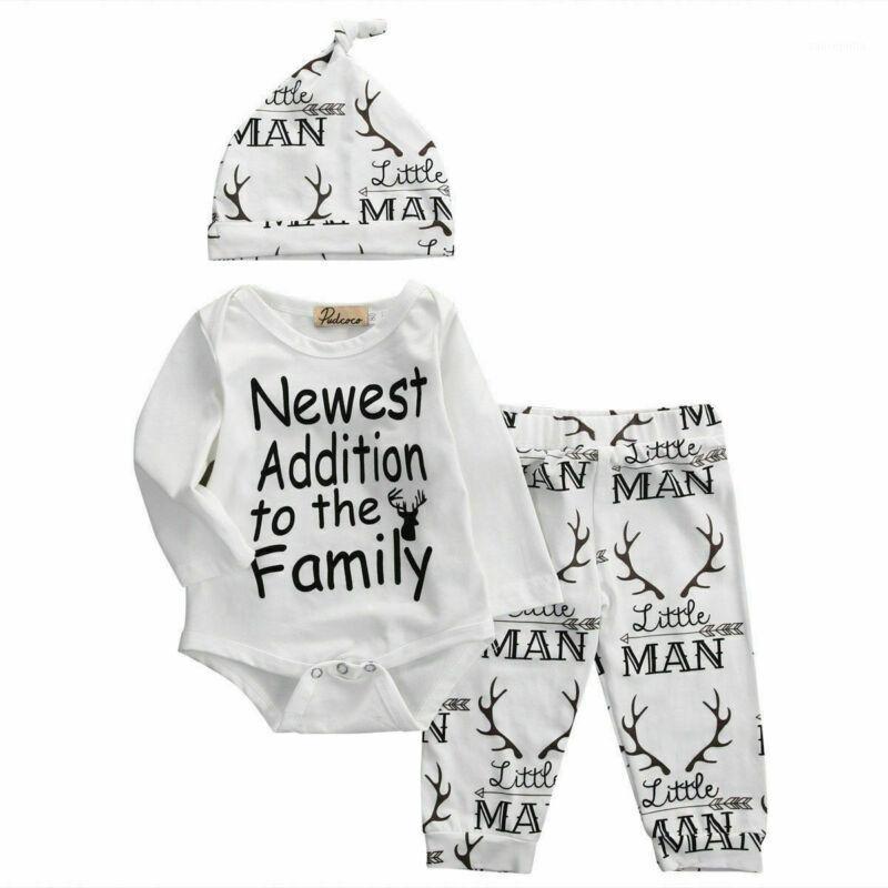 

2PCS Set Infant Toddler Newborn Baby Boys Girls Long Sleeve Top Romper Reindeer Printed Pants Leggings Hat Outfits Clothes 0-18M1, As pic