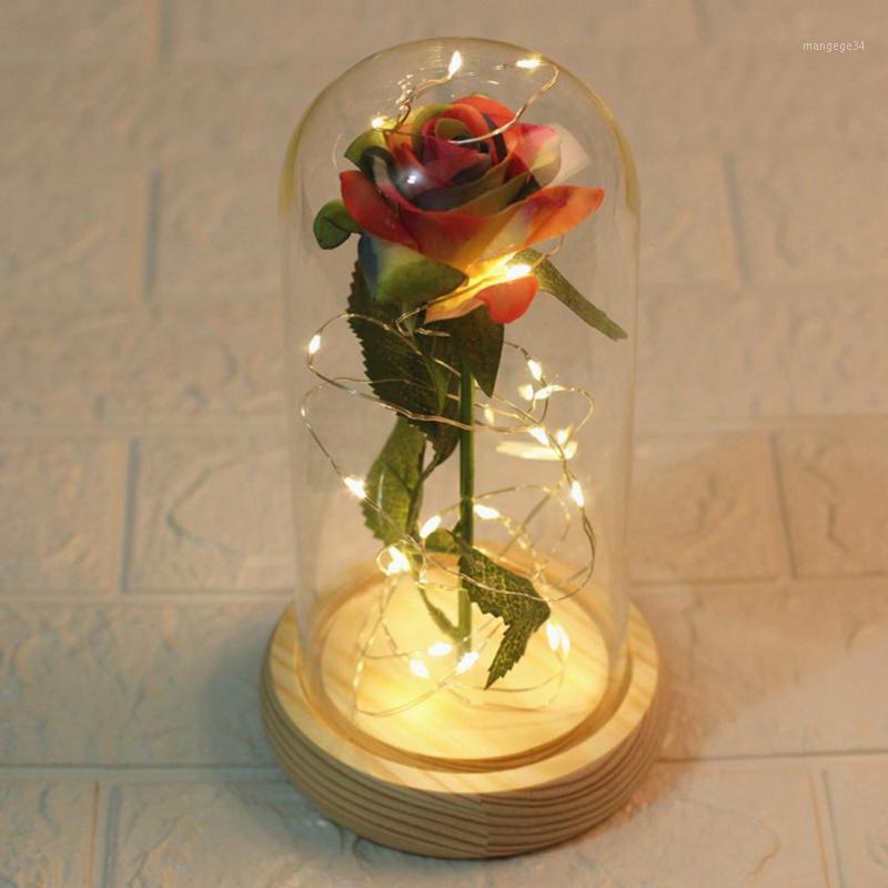 

Romantic LED Lights Gold Rose In A Glass Dome for Wedding Valentine's Day 2.14 Gifts Flower for Girlfriend Wife Home Party Decor1, Ya