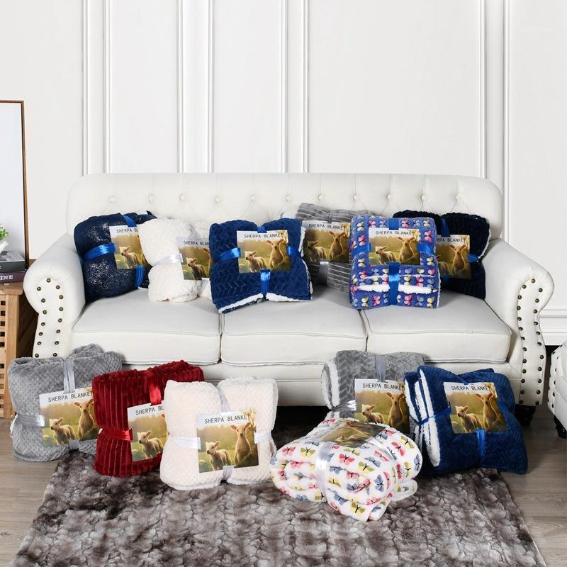

New product thick flannel lamb wool composite double blanket leisure blanket sofa gift1