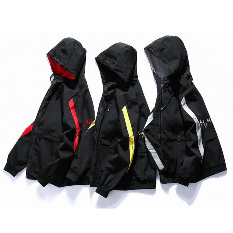 

2020 new autumn jacket Coat men's Standing collar hoodie Coat Korean youth Slim men's Patchwork casual jacket men's tops, Red