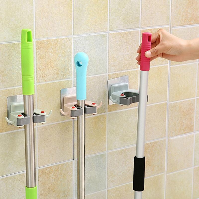 

Household Wall Mounted Mop Organizer Holder Hanging Brush Broom Hanger Hooks Storage Rack Kitchen Hangers For Bathroom
