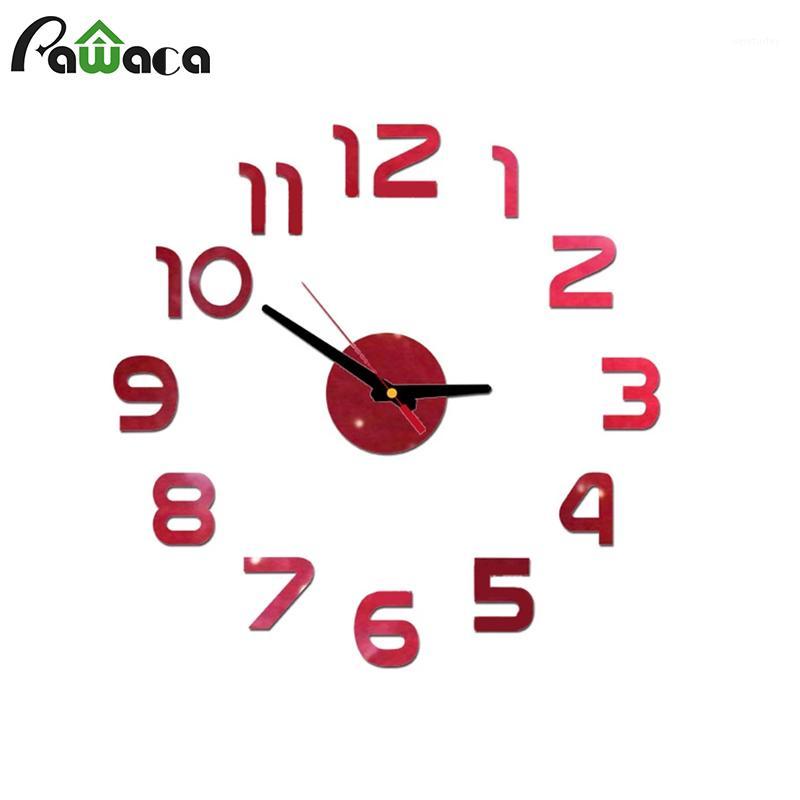 

One Set DIY Wall Clocks Decoration Silent Non-ticking 3D Creative Digital Acrylic Wall Clock Living Room Mute Stickers1