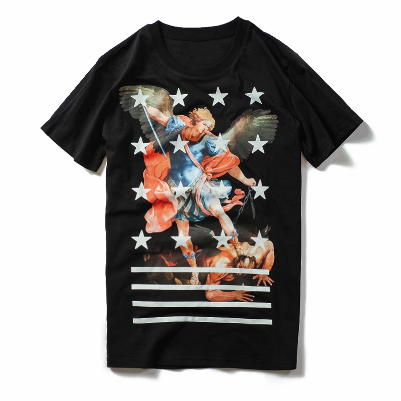 

Mens T Shirts Summer T Shirt Angel Printing Short Sleeve Hip Hop Fashion Men Women Short Sleeve Tees Size S-XL, Black