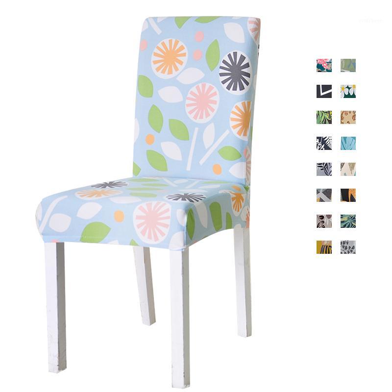

Spandex Floral Printed Chair Cover Stretch Elastic Dining Seat Cover for Banquet Wedding Anti-dirty Removable housse de chaise1