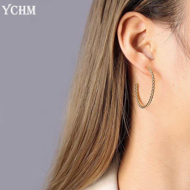 

Hoop & Huggie Twisted Earrings For Women Small/big Stainless Steel Hypoallergenic Fall Winter Acsesoris YCHM