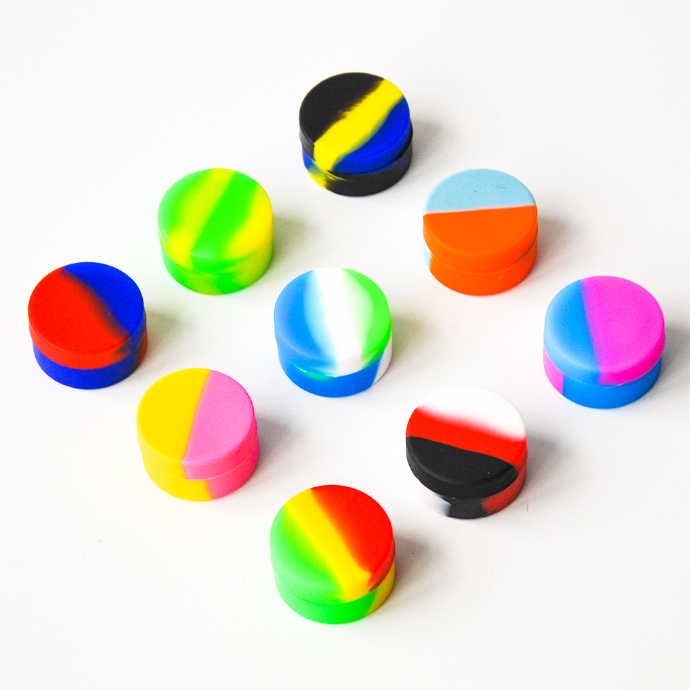 

Cheap Rich color 5mL round Non-stick Silicone Jar Dab Wax Containers For Wax Silicone Jars dab silicone container DHL free