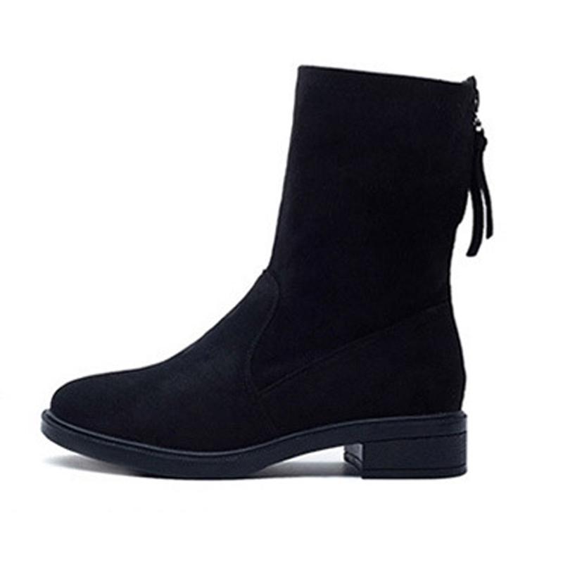 

Women's Boots 2020 Winter Fashion All-match Boots Suede Stretch Mid-tube Women's, Black single