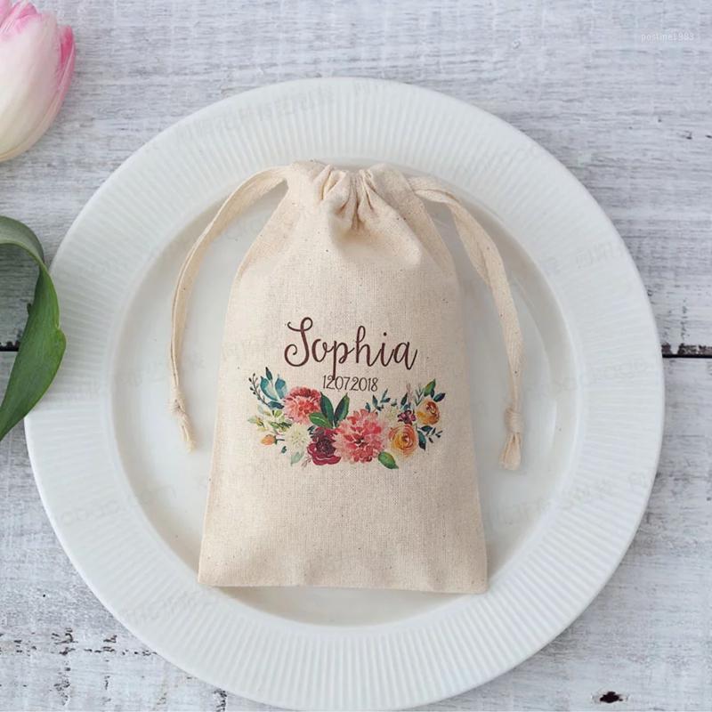 

50PCS Custom name date Drawstring Bag Personalized wedding logo Bags Gift Packaging baby shower Wedding Gifts for Guests1