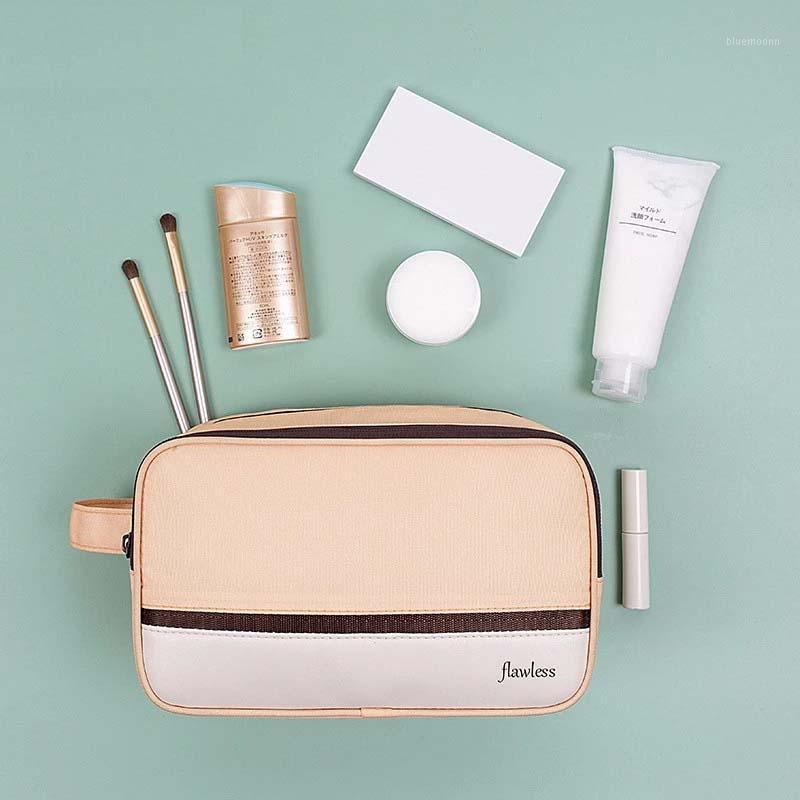 

1 Pc Women Large Cosmetic Bag Travel Waterproof Makeup Bag Organizer Case Zipper Make Up Toiletry Washing Organizer1, Beige