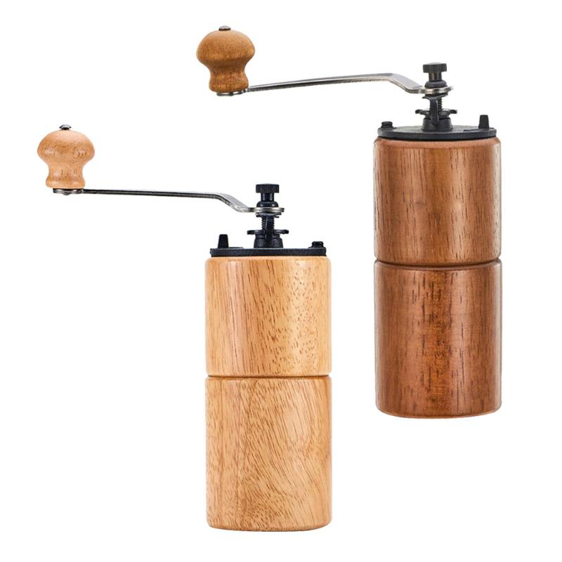 

Wooden Manual Coffee Mill Grinder with Cast Iron Burrs, Suitable for Camping and Home Use