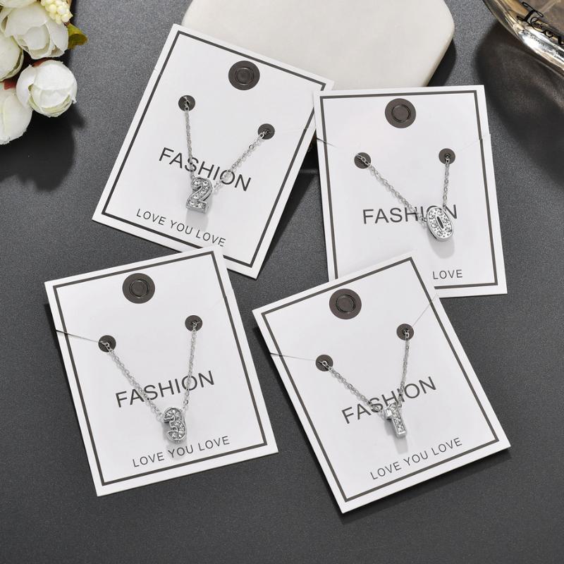 

Sale 0-9 Digital Pandent I Love You Fashion Simple Silvery Chain Rhinestone Charm Crystal Women Necklace Jewelry Gift