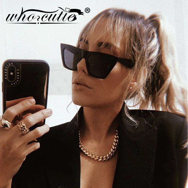 

Sunglasses Vintage Square Cat Eye Women 2021 Brand Design Tortoise Shell Black Frame Trendy Oversized Sun Glasses Shades S432