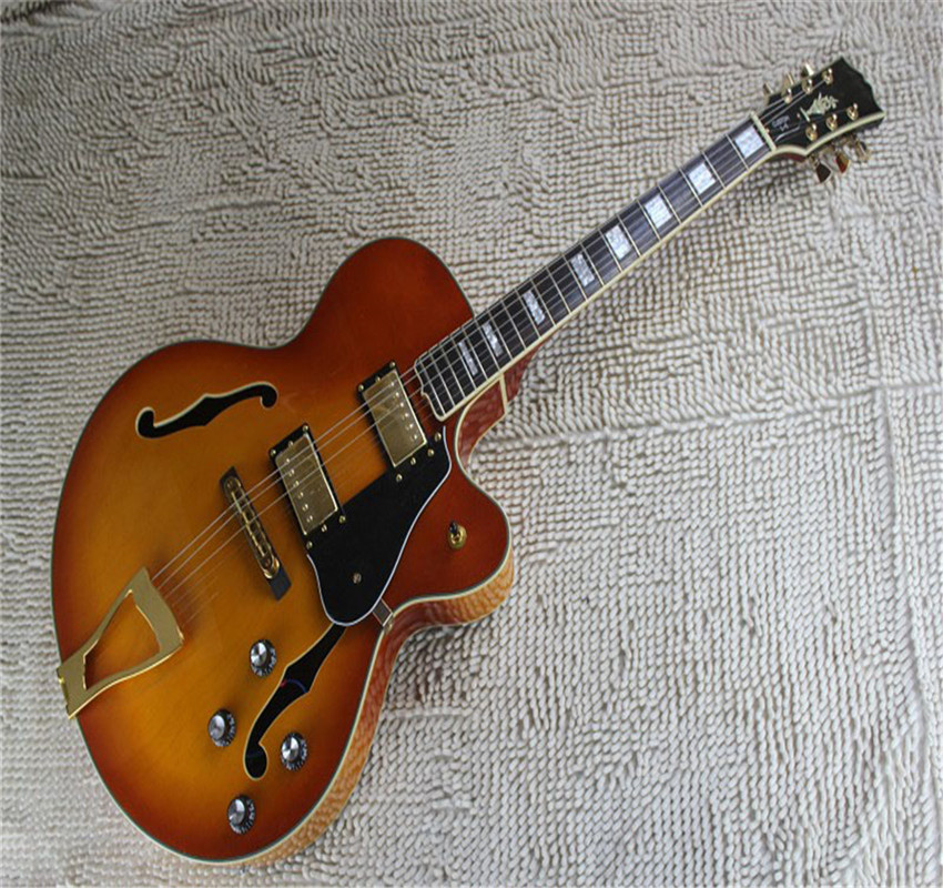 

New Arrival G Custom L5 Jazz CES Archtop Semi Hollow Electric Guitar Orange Color In Stock
