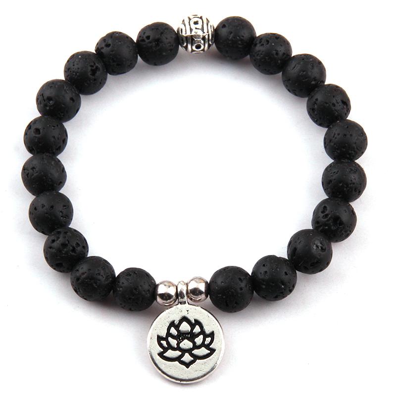 

Charm Bracelets Design Fashion Beautiful Natural Stone Wrist Mala Lotus Bracelet