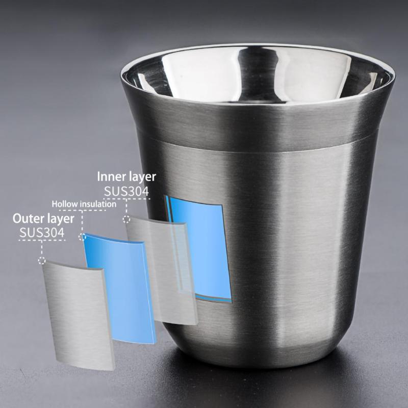 

80ml/160ml Double Wall Stainless Steel Coffee Mug Portable Cup Travel Tumbler Coffee Jug Milk Cups Office Water Mugs, 01-80ml